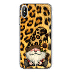 Apple iPhone XS Gnome Sunflower Leopard Hybrid Protective Phone Case Cover