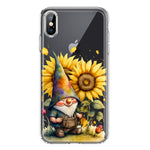 Apple iPhone XS Cute Gnome Sunflowers Clear Hybrid Protective Phone Case Cover