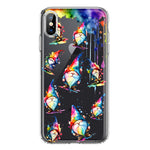 Apple iPhone XS/X Neon Water Painting Colorful Splash Gnomes Hybrid Protective Phone Case Cover