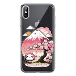 Apple iPhone XS/X Kawaii Manga Pink Cherry Blossom Fuji Mountain Mochi Girl Hybrid Protective Phone Case Cover