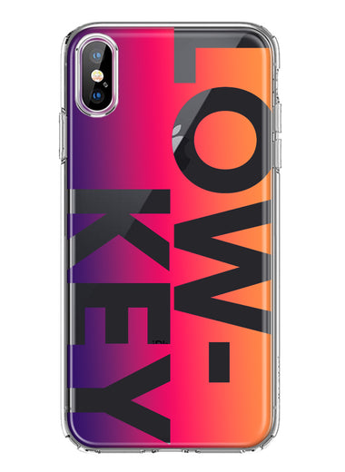 Apple iPhone XS Purple Pink Orange Clear Funny Text Quote Low Key Hybrid Protective Phone Case Cover
