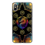 Apple iPhone XS Mandala Geometry Abstract Dragon Pattern Hybrid Protective Phone Case Cover