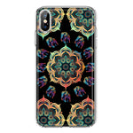 Apple iPhone XS Mandala Geometry Abstract Elephant Pattern Hybrid Protective Phone Case Cover