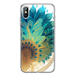 Apple iPhone XS Mandala Geometry Abstract Peacock Feather Pattern Hybrid Protective Phone Case Cover