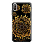 Apple iPhone XS Mandala Geometry Abstract Sunflowers Pattern Hybrid Protective Phone Case Cover