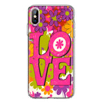 Apple iPhone XS Pink Daisy Love Graffiti Painting Art Hybrid Protective Phone Case Cover