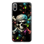 Apple iPhone XS Fantasy Paint Splash Pirate Skull Hybrid Protective Phone Case Cover