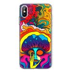 Apple iPhone XS Neon Rainbow Psychedelic Trippy Hippie Big Brain Hybrid Protective Phone Case Cover