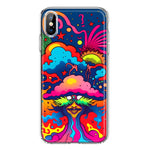 Apple iPhone Xs Max Neon Rainbow Psychedelic Trippy Hippie Bomb Star Dream Hybrid Protective Phone Case Cover