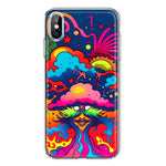 Apple iPhone XS Neon Rainbow Psychedelic Trippy Hippie Bomb Star Dream Hybrid Protective Phone Case Cover