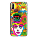Apple iPhone Xs Max Neon Rainbow Psychedelic Trippy Hippie DaydreamHybrid Protective Phone Case Cover
