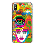 Apple iPhone XS Neon Rainbow Psychedelic Trippy Hippie DaydreamHybrid Protective Phone Case Cover