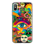 Apple iPhone XS Neon Rainbow Psychedelic Trippy Hippie Multiple Eyes Hybrid Protective Phone Case Cover
