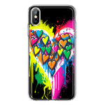 Apple iPhone XS Colorful Rainbow Hearts Love Graffiti Painting Hybrid Protective Phone Case Cover