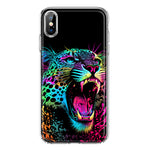 Apple iPhone XS Max Neon Rainbow Glow Colorful Leopard Hybrid Protective Phone Case Cover