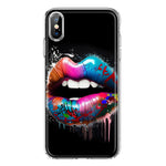 Apple iPhone XS Colorful Lip Graffiti Painting Art Hybrid Protective Phone Case Cover