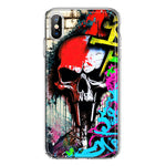 Apple iPhone XS Skull Face Graffiti Painting Art Hybrid Protective Phone Case Cover