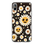 Apple iPhone XS Max Cute Smiley Face White Daisies Double Layer Phone Case Cover