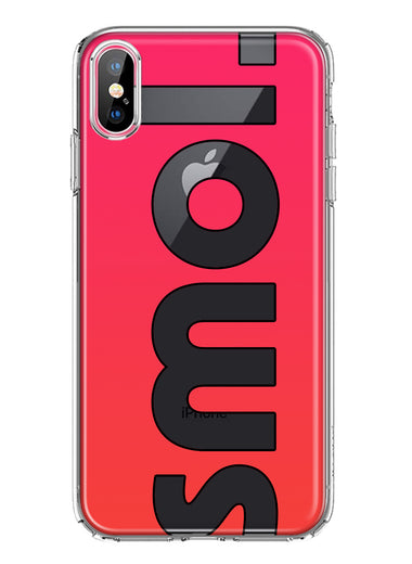 Apple iPhone XS Red Pink Clear Funny Text Quote Smol Hybrid Protective Phone Case Cover