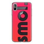 Apple iPhone XS Red Pink Clear Funny Text Quote Smol Hybrid Protective Phone Case Cover