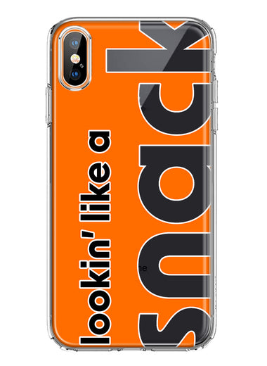 Apple iPhone XS Orange Clear Funny Text Quote Snack Hybrid Protective Phone Case Cover
