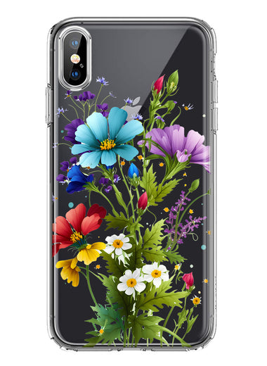 Apple iPhone XS/X Purple Yellow Red Spring Flowers Floral Hybrid Protective Phone Case Cover