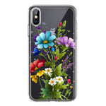 Apple iPhone XS/X Purple Yellow Red Spring Flowers Floral Hybrid Protective Phone Case Cover