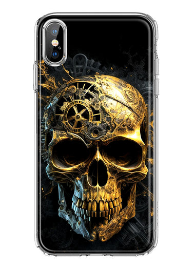 Apple iPhone XS/X Steampunk Skull Science Fiction Machinery Double Layer Phone Case Cover