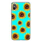 Apple iPhone XS/X Yellow Sunflowers Polkadot on Turquoise Teal Double Layer Phone Case Cover