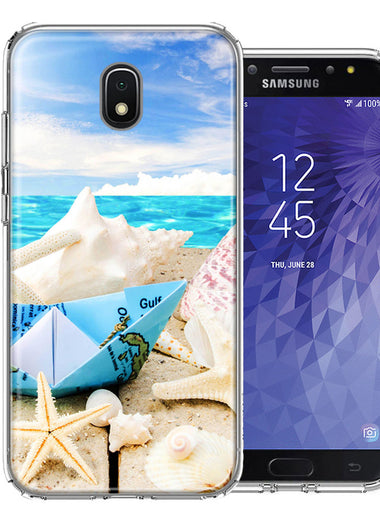 Samsung J7 2018/J737/J7 Refine/J7 Star Beach Paper Boat Design Double Layer Phone Case Cover