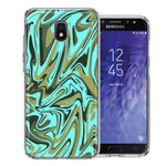 Samsung J3 2018/J337/AMP Prime 3/J3 Achieve Blue Green Abstract Design Double Layer Phone Case Cover