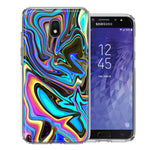 Samsung J7 2018/J737/J7 Refine/J7 Star Blue Paint Swirl Design Double Layer Phone Case Cover