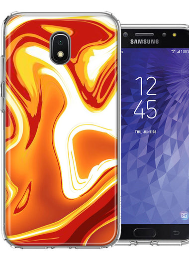 Samsung J7 2018/J737/J7 Refine/J7 Star Orange White Abstract Design Double Layer Phone Case Cover