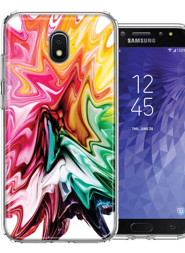 Samsung J7 2018/J737/J7 Refine/J7 Star Rainbow Flower Abstract Design Double Layer Phone Case Cover