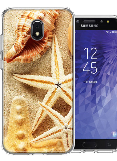 Samsung J7 2018/J737/J7 Refine/J7 Star Sand Shells Starfish Design Double Layer Phone Case Cover