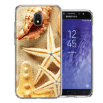 Samsung J3 2018/J337/AMP Prime 3/J3 Achieve Sand Shells Starfish Design Double Layer Phone Case Cover
