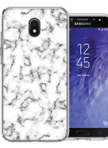 Samsung J7 2018/J737/J7 Refine/J7 Star White Grey Marble Design Double Layer Phone Case Cover
