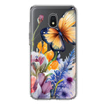 Samsung Galaxy J3 J337 Spring Summer Flowers Butterfly Purple Blue Lilac Floral Hybrid Protective Phone Case Cover