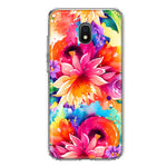 Samsung Galaxy J7 J737 Watercolor Paint Summer Rainbow Flowers Bouquet Bloom Floral Hybrid Protective Phone Case Cover