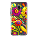 Samsung Galaxy J7 J737 Colorful Yellow Pink Folk Style Floral Vibrant Spring Flowers Hybrid Protective Phone Case Cover