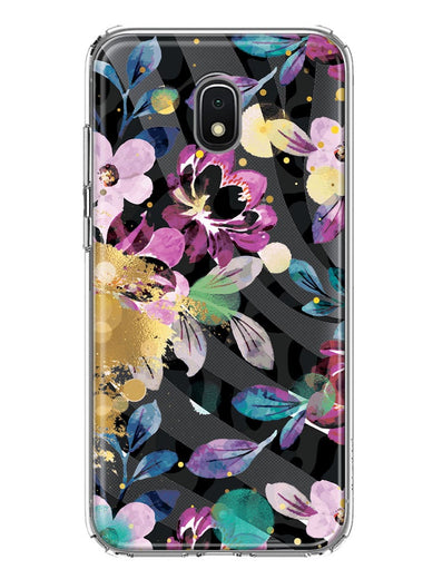 Samsung Galaxy J7 J737 Zebra Stripes Tropical Flowers Purple Blue Summer Vibes Hybrid Protective Phone Case Cover