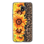 Samsung Galaxy J3 J337 Yellow Summer Sunflowers Brown Leopard Honeycomb Hybrid Protective Phone Case Cover