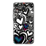 Samsung Galaxy J3 J337 Black White Hearts Love Graffiti Hybrid Protective Phone Case Cover