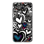 Samsung Galaxy J7 J737 Black White Hearts Love Graffiti Hybrid Protective Phone Case Cover