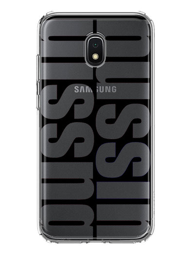 Samsung Galaxy J3 J337 Black Clear Funny Text Quote Bussin Hybrid Protective Phone Case Cover