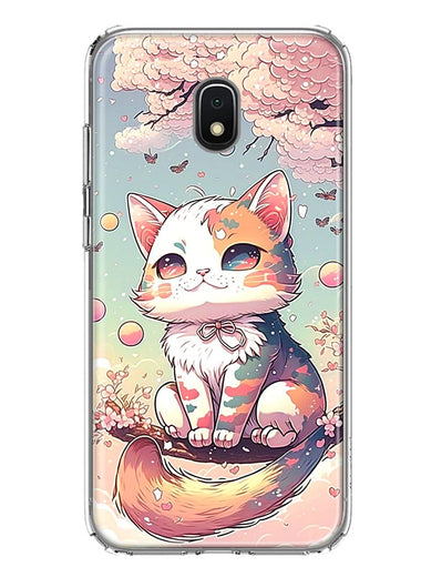 Samsung Galaxy J7 J737 Kawaii Manga Pink Cherry Blossom Cute Cat Hybrid Protective Phone Case Cover