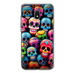 Samsung Galaxy J7 J737 Halloween Spooky Colorful Day of the Dead Skulls Hybrid Protective Phone Case Cover