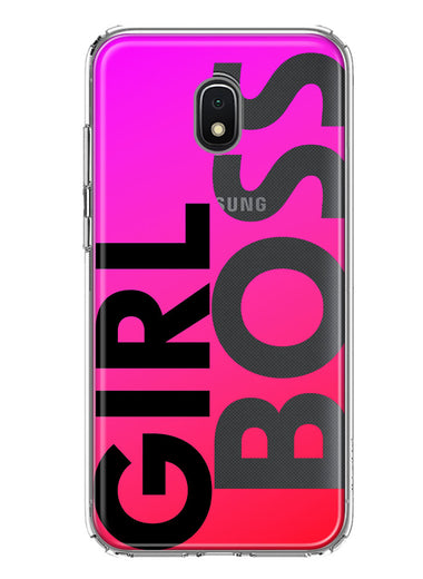 Samsung Galaxy J7 J737 Pink Clear Funny Text Quote Girl Boss Hybrid Protective Phone Case Cover