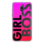 Samsung Galaxy J7 J737 Pink Clear Funny Text Quote Girl Boss Hybrid Protective Phone Case Cover
