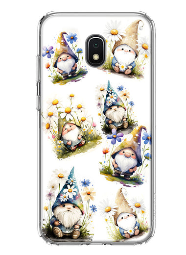 Samsung Galaxy J3 J337 Cute White Blue Daisies Gnomes Hybrid Protective Phone Case Cover